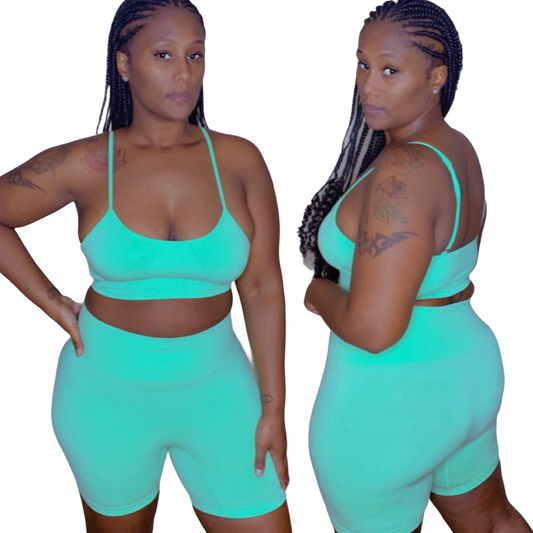 THE "AQUAMARINE" 2 PIECE SHORT SET