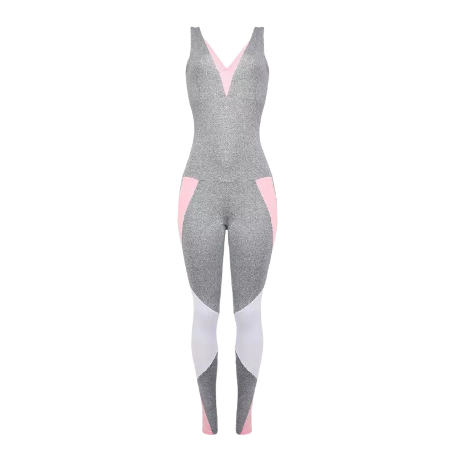 THE "RACER BACK" JUMPSUIT - PINK/GREY